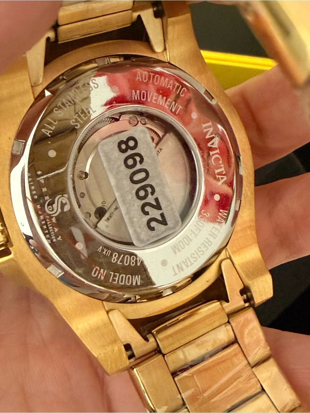 NWT Invicta Speedway Automatic Gold-Tone Watch Model 48078 Black Dial 50mm